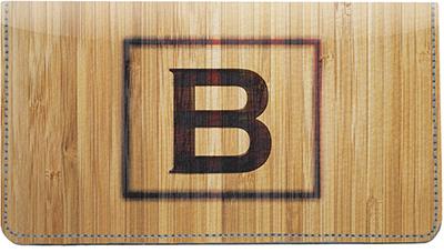 Branded Monogram B Leather Checkbook Cover
