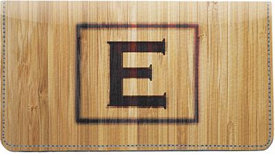 Branded Monogram E Leather Checkbook Cover