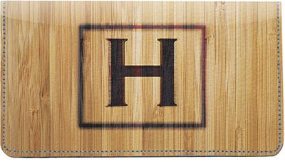 Branded Monogram H Leather Checkbook Cover