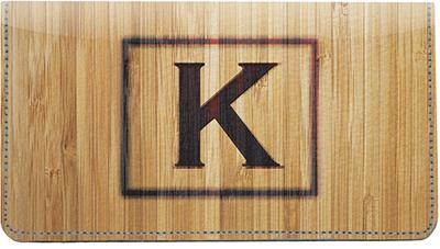 Branded Monogram K Leather Checkbook Cover