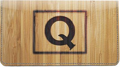 Branded Monogram Q Leather Checkbook Cover
