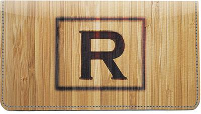 Branded Monogram R Leather Checkbook Cover