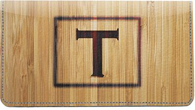 Branded Monogram T Leather Checkbook Cover