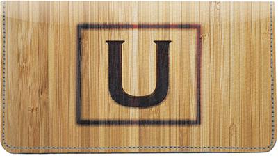 Branded Monogram U Leather Checkbook Cover