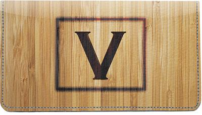 Branded Monogram V Leather Checkbook Cover