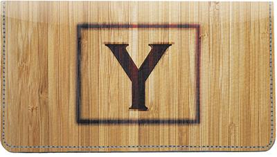 Branded Monogram Y Leather Checkbook Cover