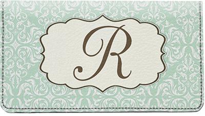 Vintage Monogram R Leather Checkbook Cover