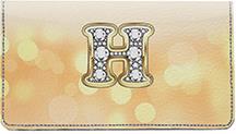 Bling Monogram H Leather Checkbook Cover