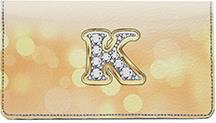Bling Monogram K Leather Checkbook Cover