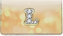 Bling Monogram L Leather Checkbook Cover