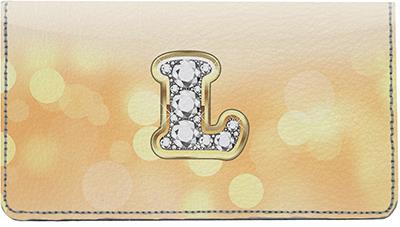 Bling Monogram L Leather Checkbook Cover