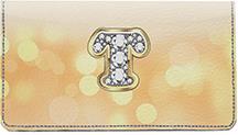 Bling Monogram T Leather Checkbook Cover