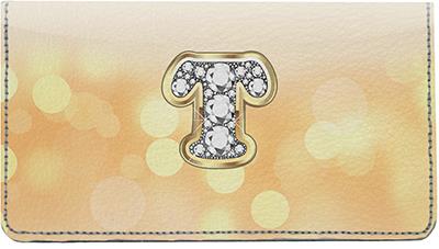 Bling Monogram T Leather Checkbook Cover
