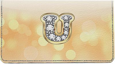 Bling Monogram U Leather Checkbook Cover