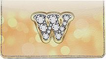 Bling Monogram W Leather Checkbook Cover