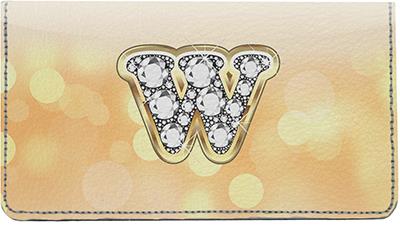 Bling Monogram W Leather Checkbook Cover