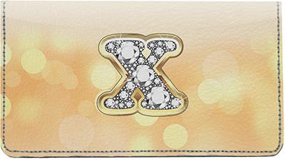 Bling Monogram X Leather Checkbook Cover
