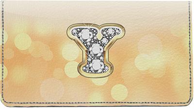 Bling Monogram Y Leather Checkbook Cover