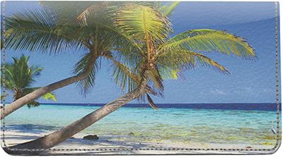 Palm Trees Leather Checkbook Cover