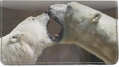 Polar Bears Leather Checkbook Cover