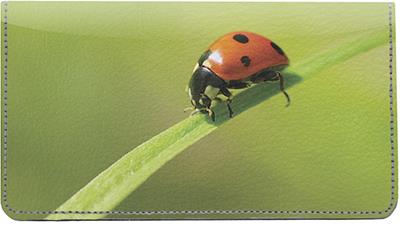 Ladybugs Leather Checkbook Cover