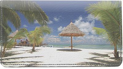 Tropical Beaches Leather Checkbook Cover