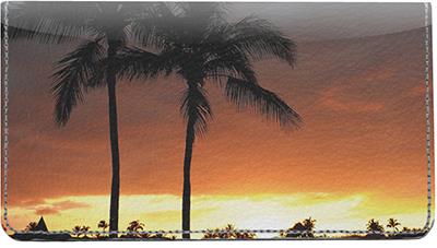 Tropical Sunsets Leather Checkbook Cover