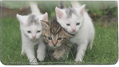 Cute Kittens Leather Checkbook Cover