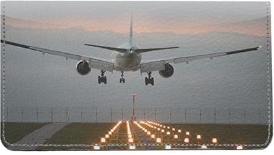 Passenger Airplanes Leather Checkbook Cover