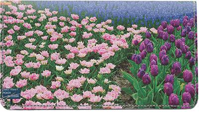 Garden Flowers Leather Checkbook Cover