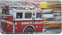 Fire Trucks Leather Checkbook Cover