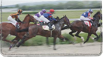 Day at the Track Leather Checkbook Cover