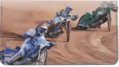 Dirt Bike Racing Leather Checkbook Cover