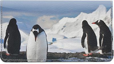 Penguins Leather Checkbook Cover