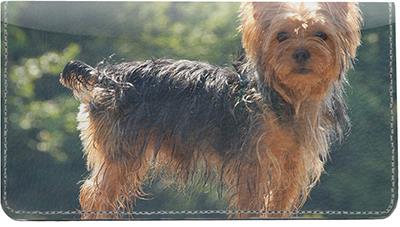 Yorkshire Terriers Leather Checkbook Cover