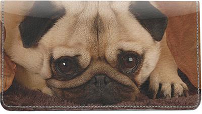 Perfect Pugs Leather Checkbook Cover
