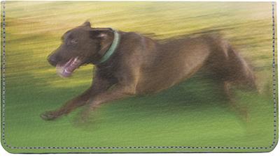 Chocolate Labs Leather Checkbook Cover
