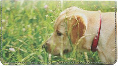 Yellow Labs Leather Checkbook Cover