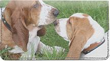 Basset Hounds Leather Checkbook Cover
