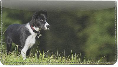 Border Collies Leather Checkbook Cover