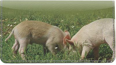 Pigs Leather Checkbook Cover