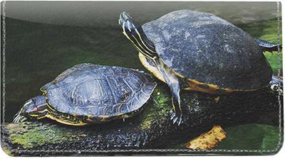 Turtles Leather Checkbook Cover