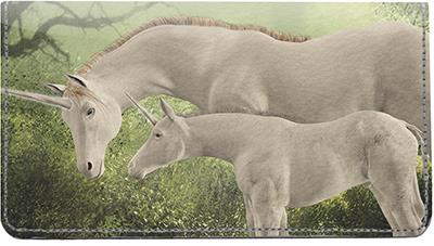 Unicorns Leather Checkbook Cover