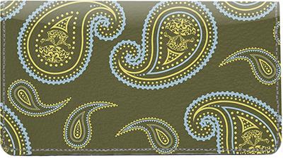 Large Paisley Leather Checkbook Cover