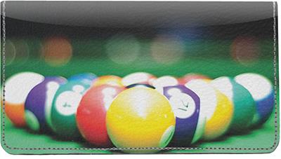 Shooting Pool Leather Checkbook Cover