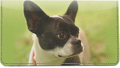 Boston Terriers Leather Checkbook Cover