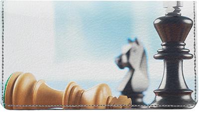 Chess Leather Checkbook Cover