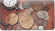 Ancient Coins Leather Checkbook Cover