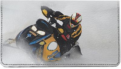 Winter Playtime Leather Checkbook Cover