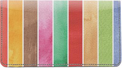 Watercolor Stripes Leather Checkbook Cover